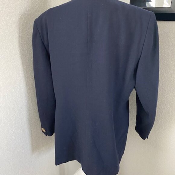 VINTAGE Christian Dior Navy Blue Gold Button Wool Blazer Jacket Sz XL 18 - Picture 5 of 13